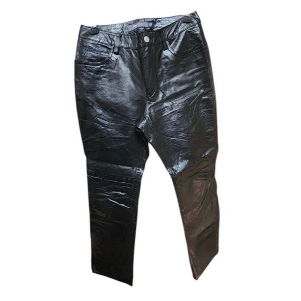 GAP Vintage Boot Cut Black Leather Pants Size 6 Lined